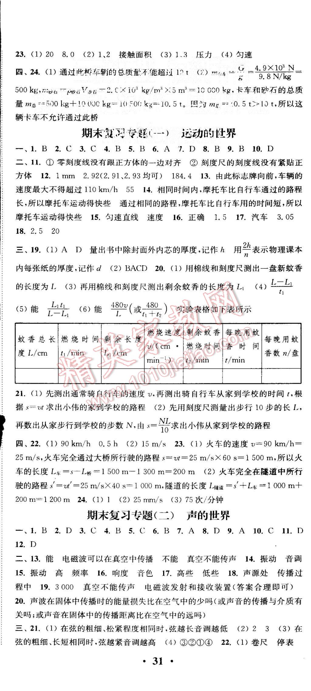 2015年通城學(xué)典活頁(yè)檢測(cè)八年級(jí)物理上冊(cè)人教版 第14頁(yè)