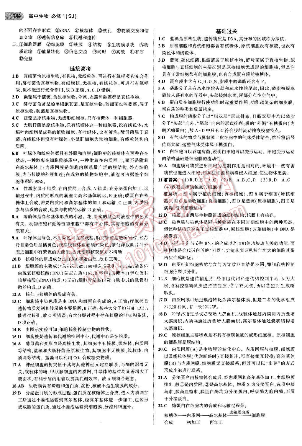 2015年5年高考3年模擬高中生物必修1蘇教版 第7頁