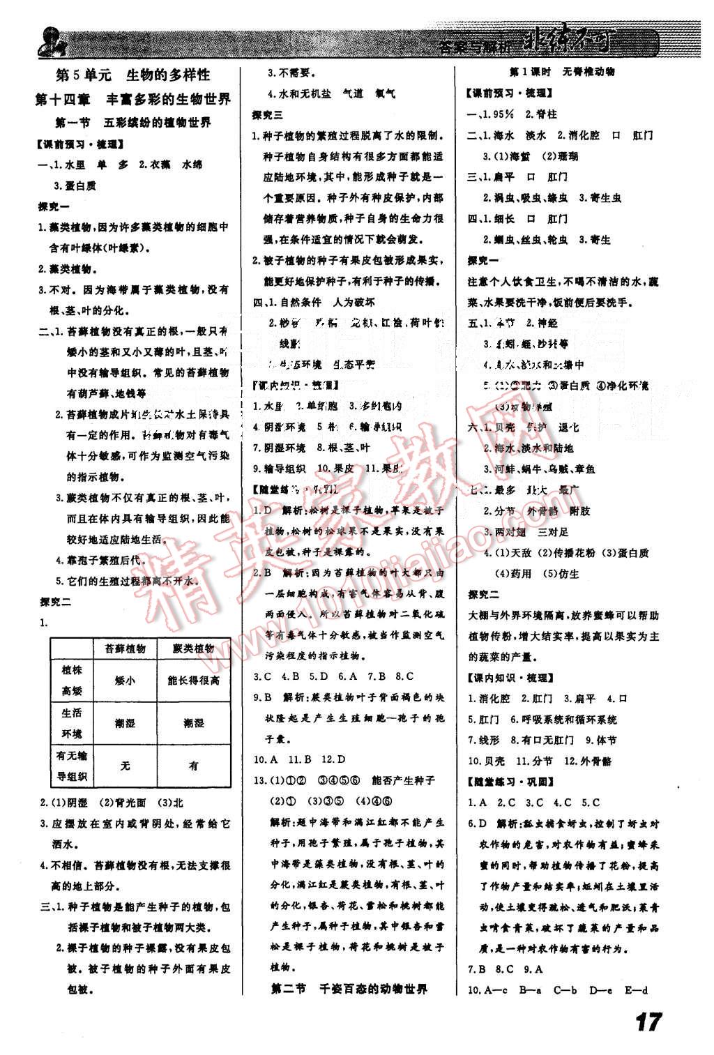 2015年課堂導(dǎo)學(xué)非練不可八年級生物上冊蘇教版 第1頁