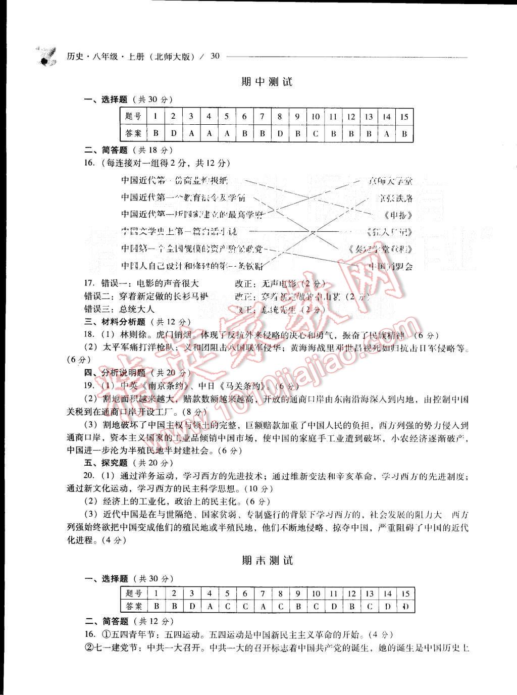 2015年新課程問(wèn)題解決導(dǎo)學(xué)方案八年級(jí)歷史上冊(cè)北師大版 第30頁(yè)