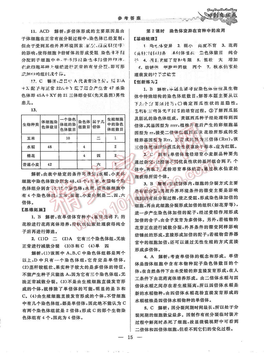 2015年功到自然成課時(shí)導(dǎo)學(xué)案高中生物必修2江蘇版 第15頁(yè)