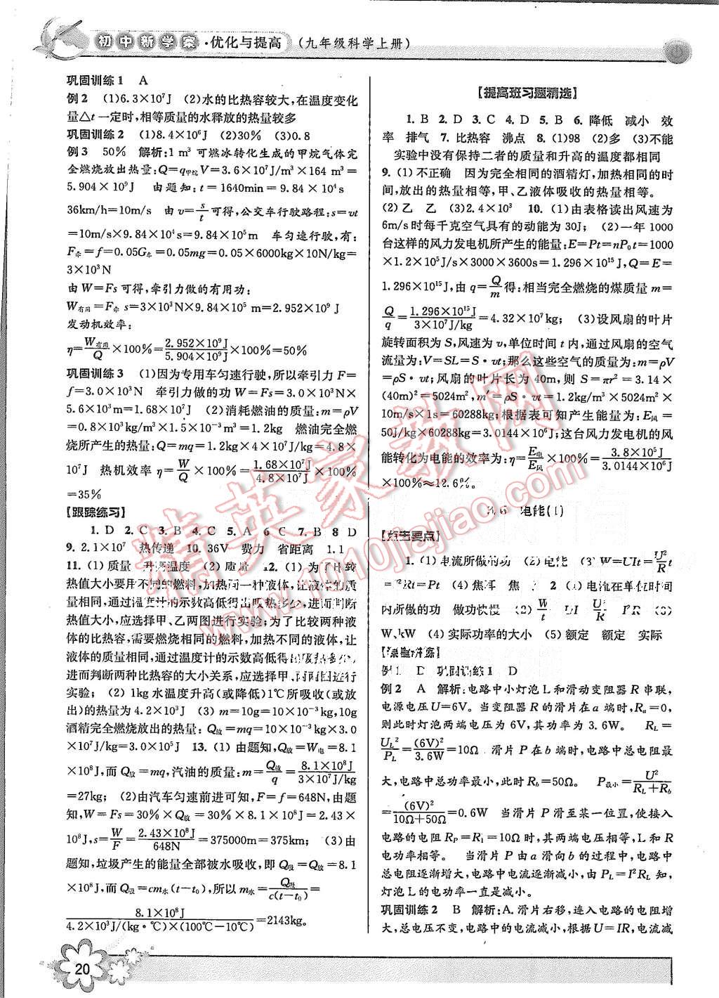 2015年初中新學(xué)案優(yōu)化與提高九年級科學(xué) 第20頁