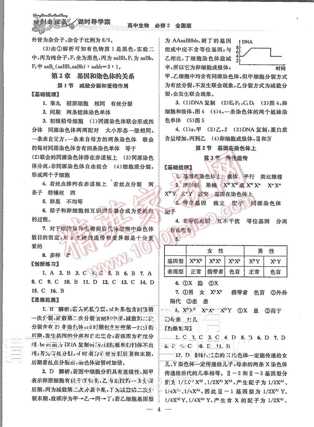 2015年功到自然成課時導學案高中生物必修2全國版 第4頁