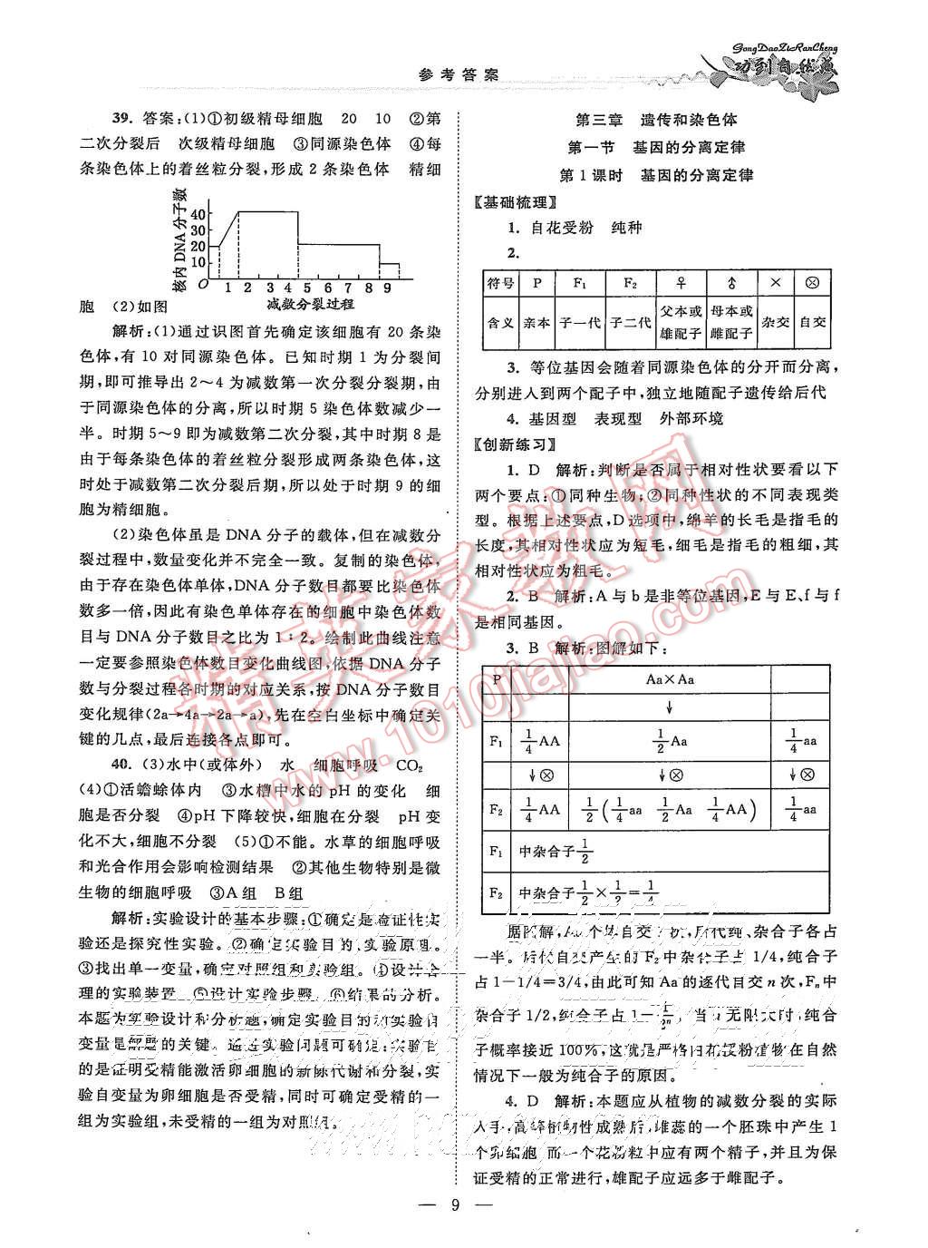 2015年功到自然成課時(shí)導(dǎo)學(xué)案高中生物必修2江蘇版 第9頁(yè)