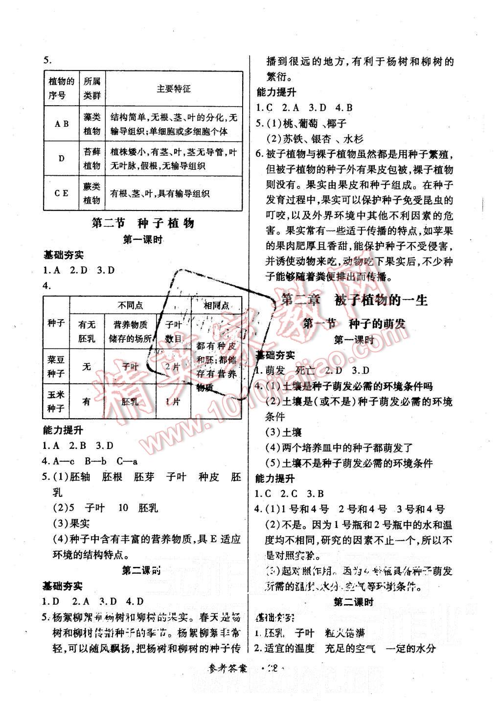 2015年一课一练创新练习七年级生物上册人教版 第4页