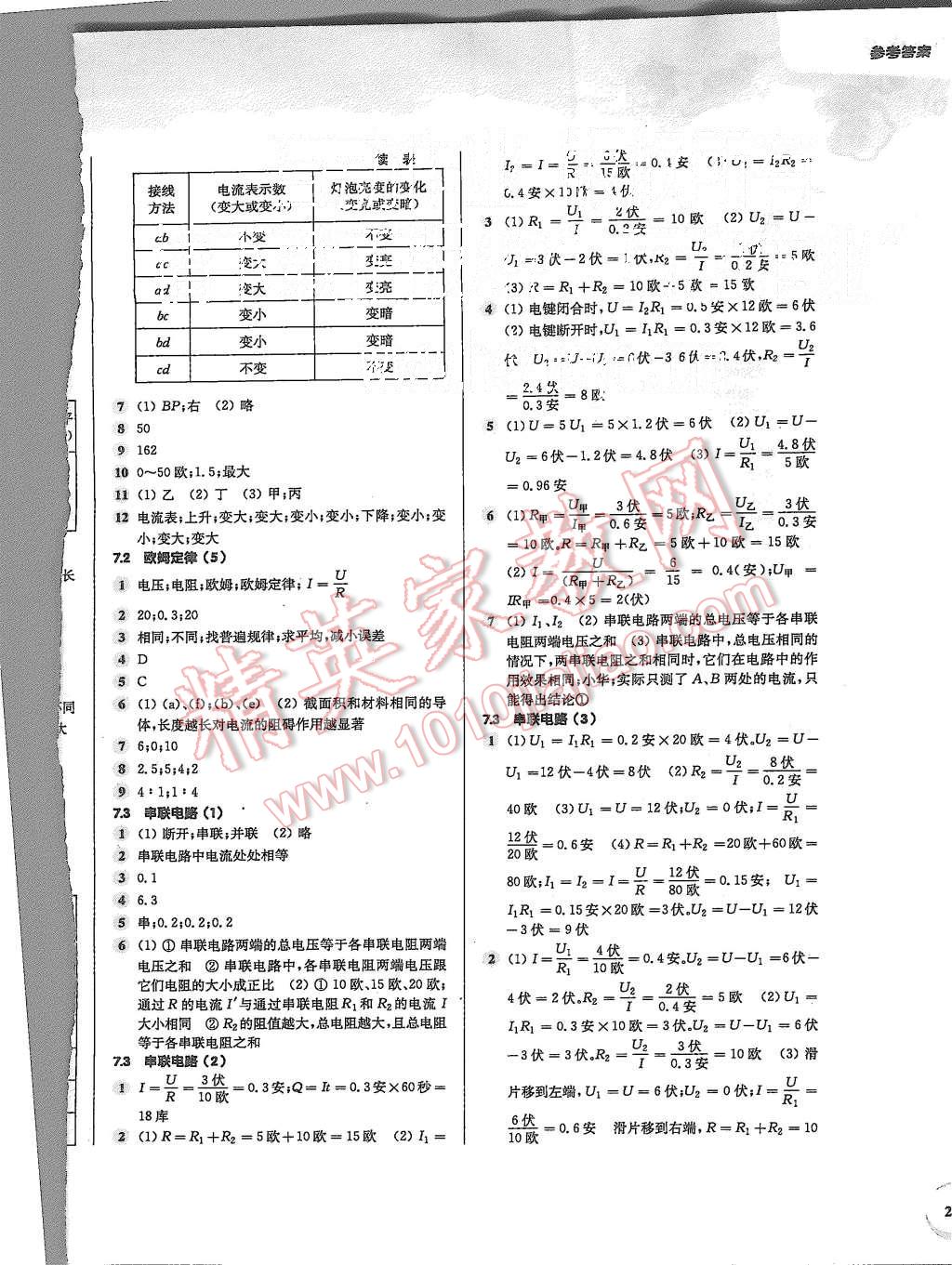 2015年第一作業(yè)九年級物理全一冊 第10頁