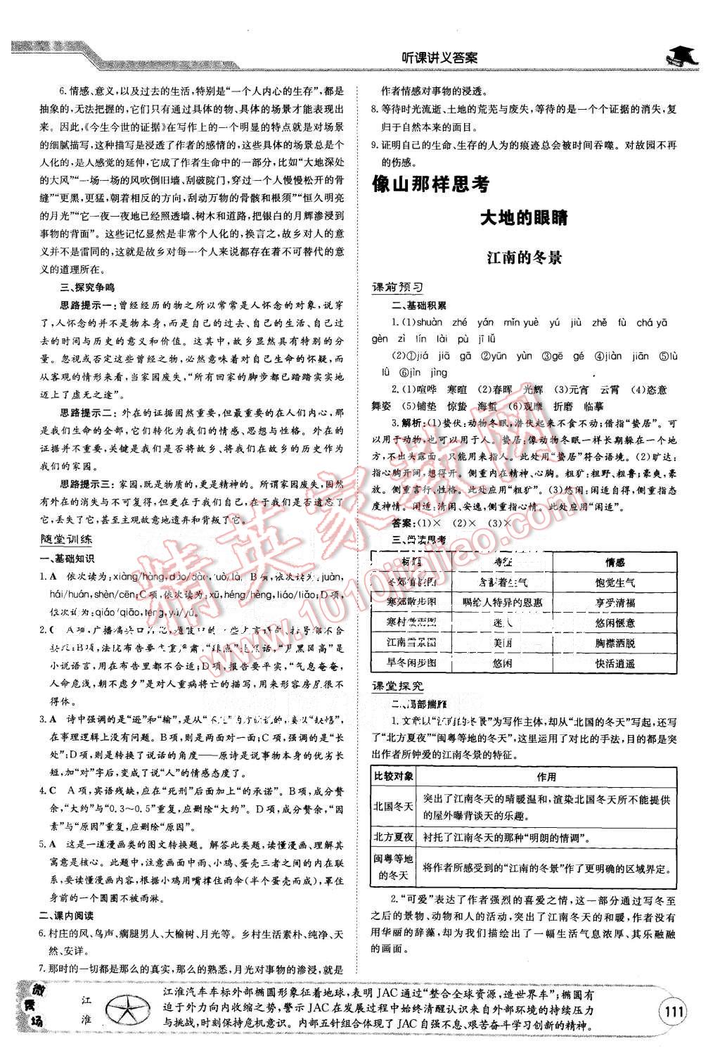 2015年高中全程學(xué)習(xí)導(dǎo)與練語(yǔ)文必修1蘇教版 第11頁(yè)