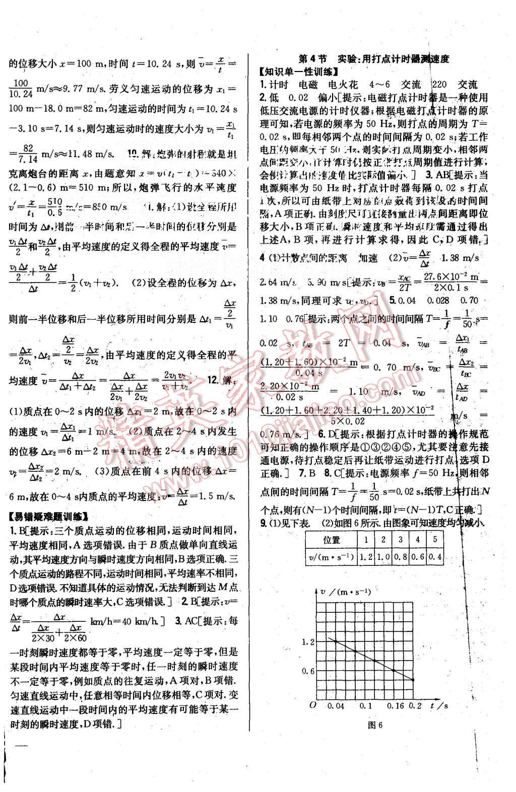 2015年零失誤分層訓練高中物理必修1人教版 第4頁