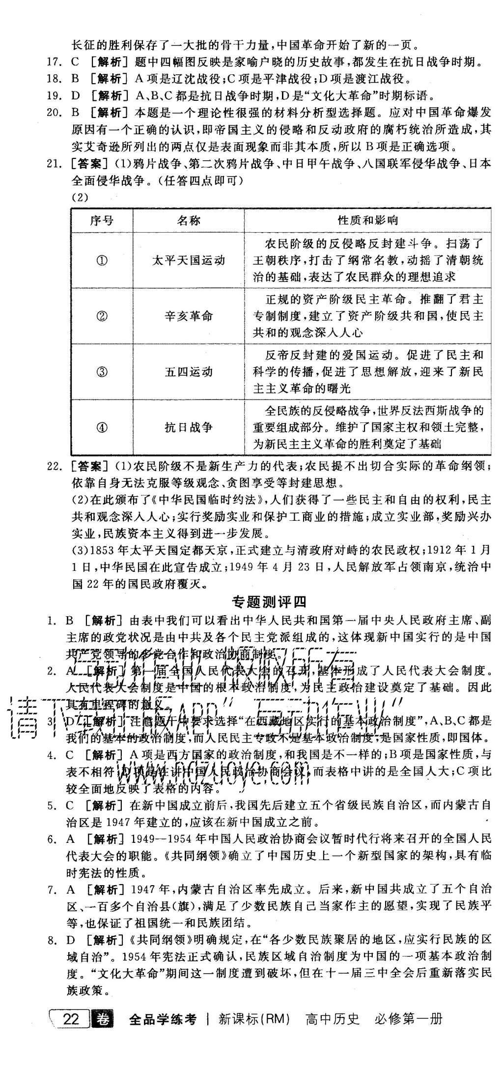 2015年全品學練考高中歷史必修第一冊人民版 專題測評+模塊測評第10頁