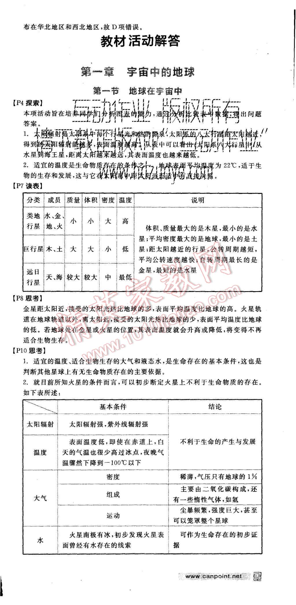 2015年全品學(xué)練考高中地理必修第1冊(cè)中圖版 教材活動(dòng)解答第18頁(yè)