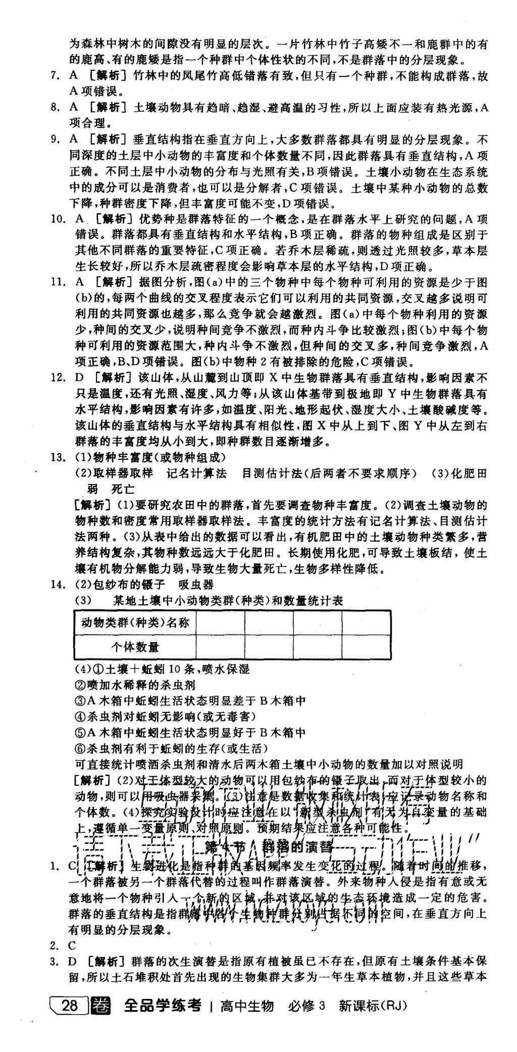 2015年全品學(xué)練考高中生物必修3人教版 練習(xí)冊參考答案第46頁