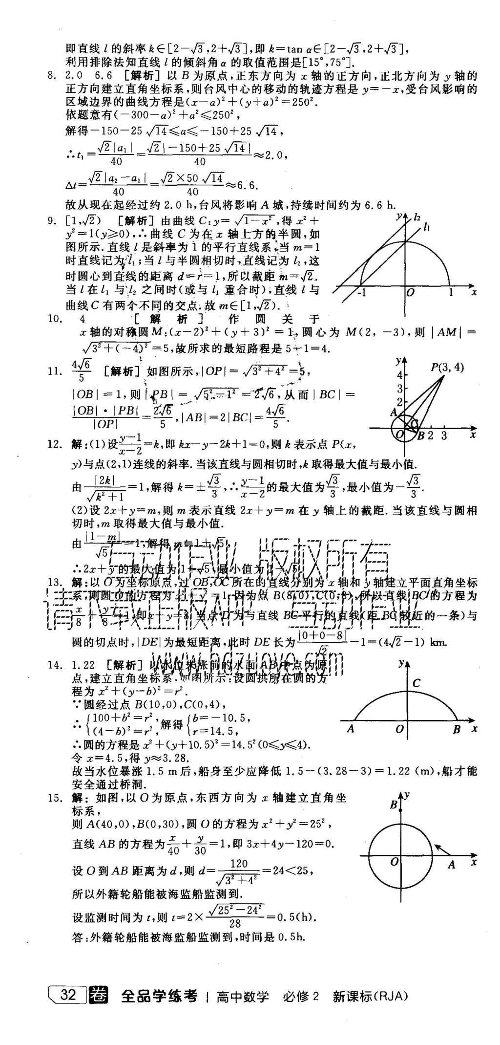 2015年全品學(xué)練考高中數(shù)學(xué)必修2人教A版 練習(xí)冊參考答案第58頁