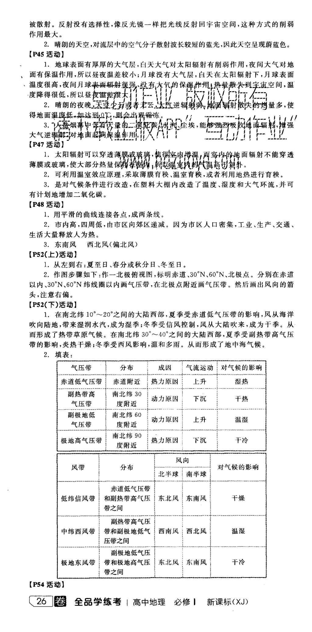 2015年全品學(xué)練考高中地理必修1湘教版 練習(xí)冊參考答案第28頁