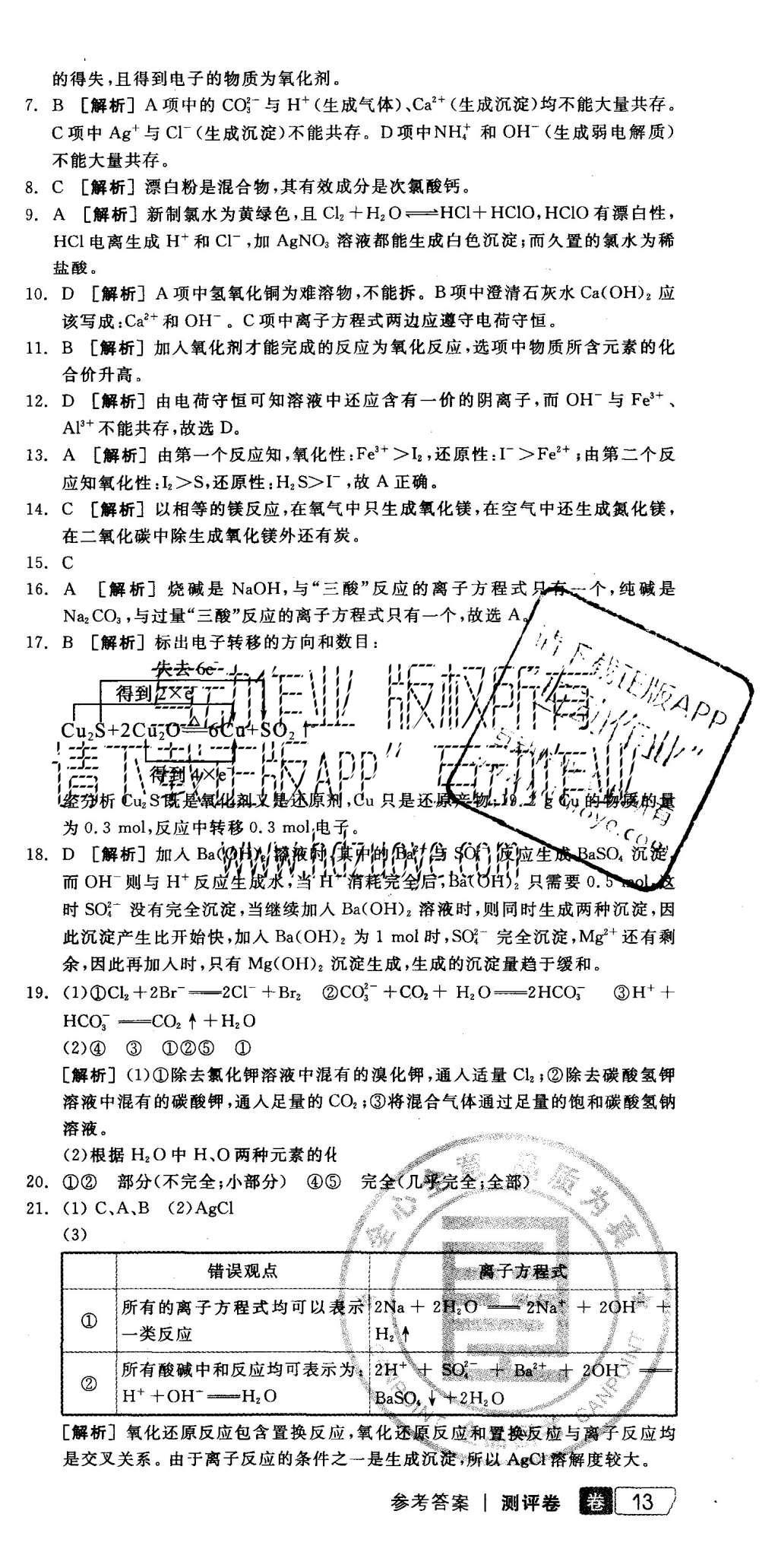 2015年全品学练考高中化学必修1苏教版 专题测评B+模块测评第19页