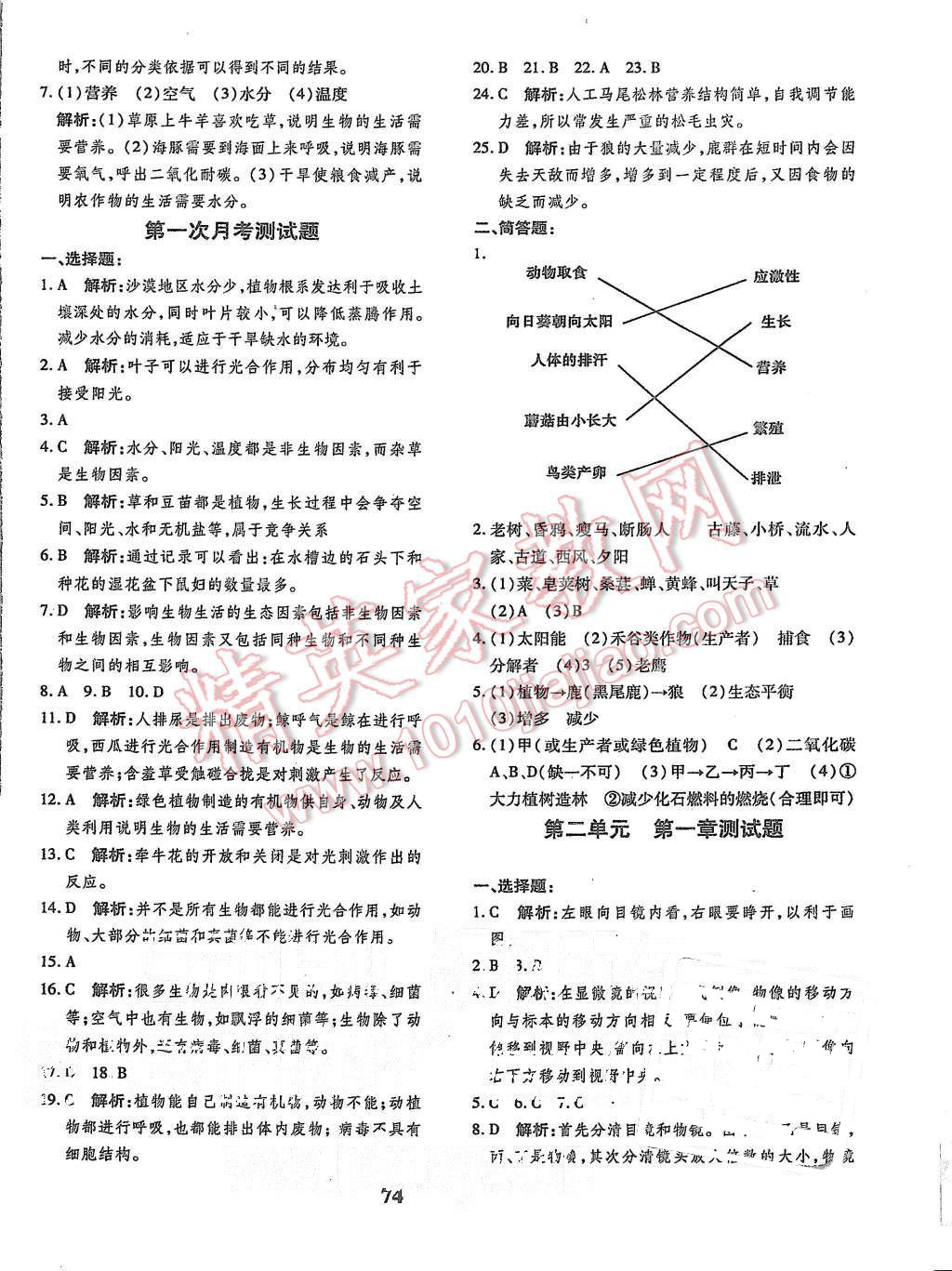 2015年黄冈360度定制密卷七年级生物上册人教版 第2页