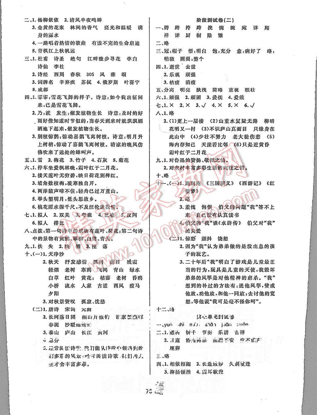 2015年百分金卷奪冠密題六年級語文上冊人教版 第4頁