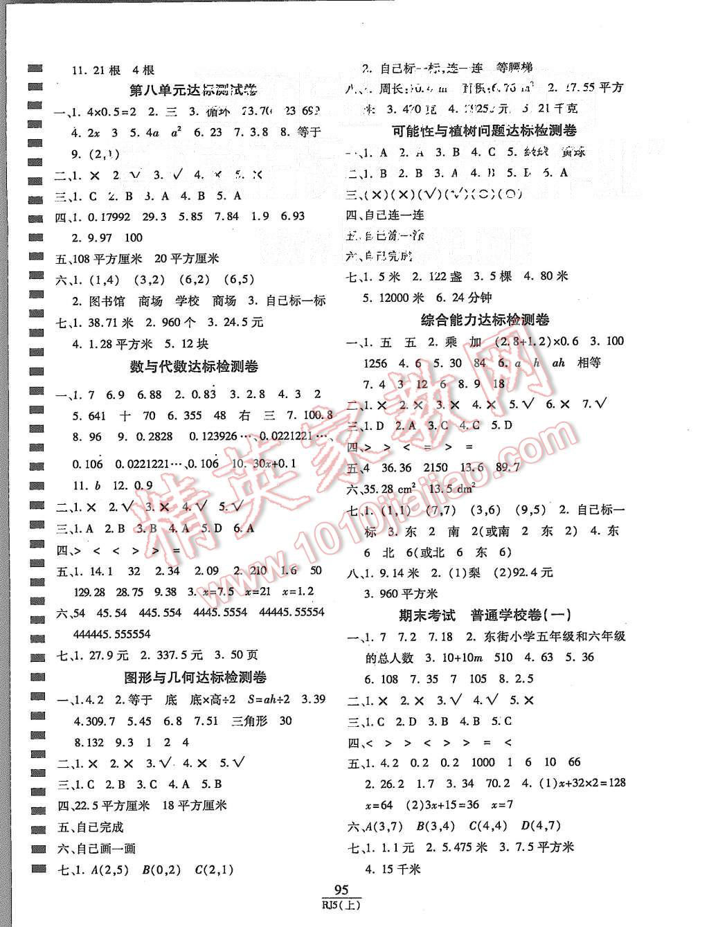 2015年期末100分冲刺卷五年级数学上册人教版 第3页