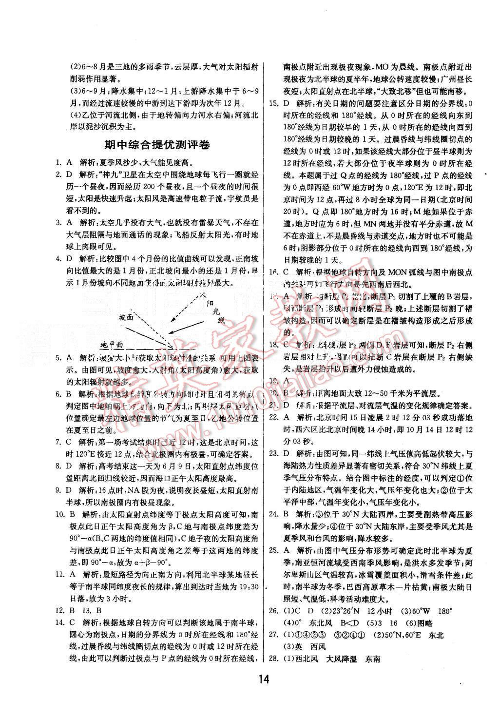 2015年實驗班全程提優(yōu)訓練高中地理必修1湘教版 第14頁