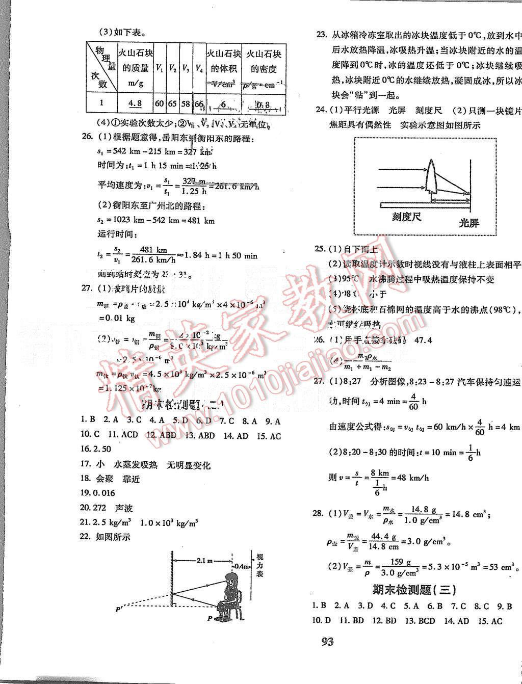 2015年黄冈360度定制密卷八年级物理上册人教版 第5页