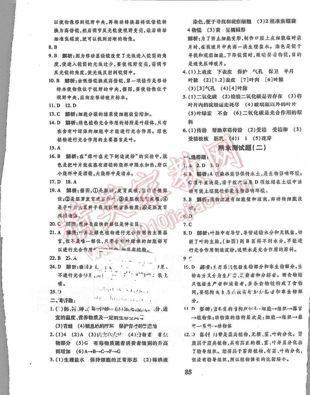 2015年黄冈360度定制密卷七年级生物上册人教版 第13页