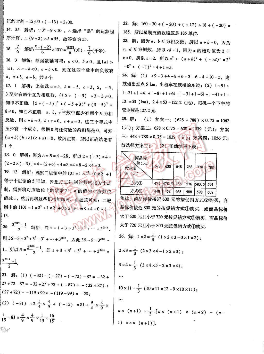 2015年单元加期末复习与测试七年级数学上册人教版 第12页