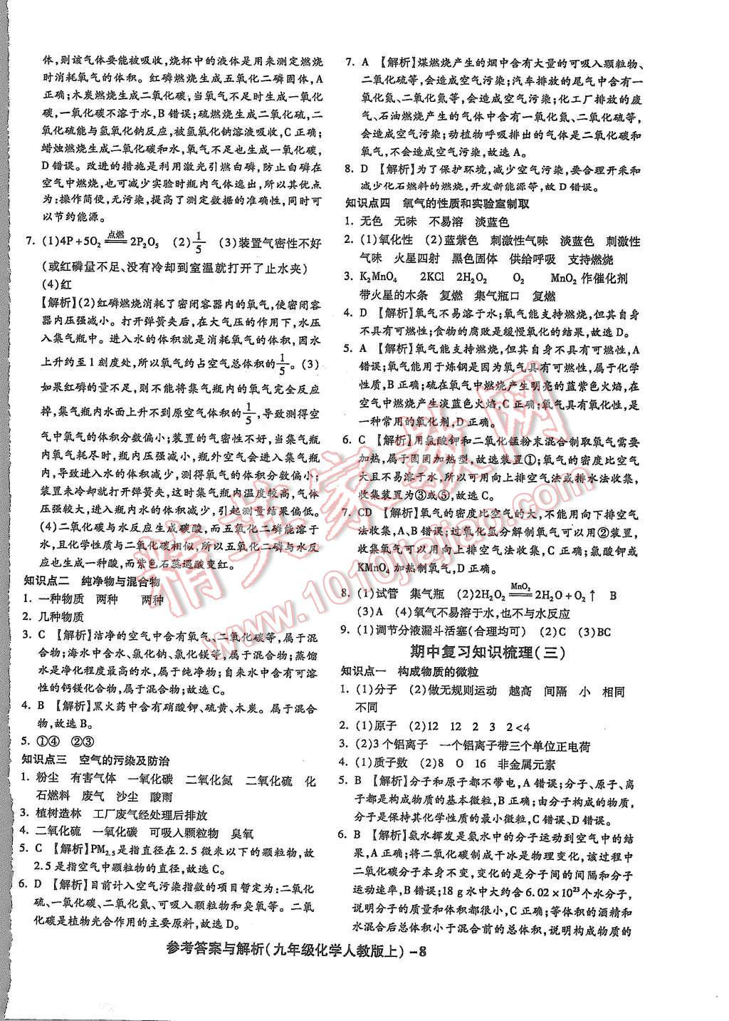 2015年练考通全优卷九年级化学上册人教版 第8页