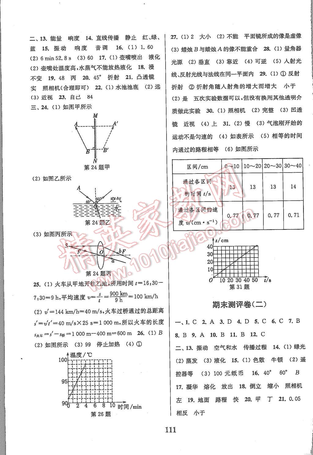 2015年通城學(xué)典初中全程測評卷八年級物理上冊蘇科版 第11頁