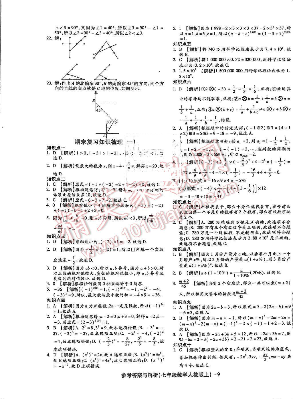 2015年练考通全优卷七年级数学上册人教版 第9页