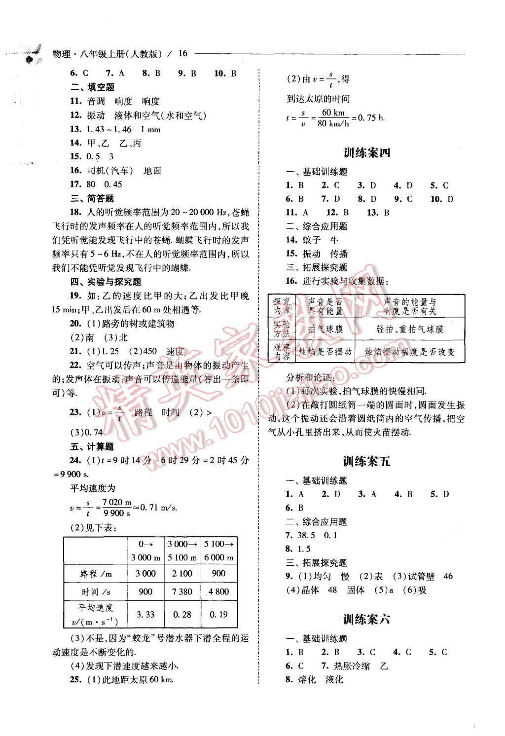 2015年新課程問題解決導(dǎo)學(xué)方案八年級物理上冊人教版 第16頁