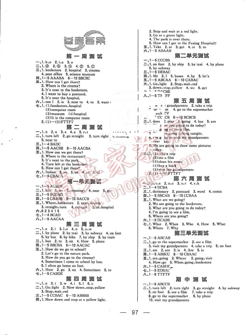 2015年悅?cè)缓脤W(xué)生周周測(cè)六年級(jí)英語(yǔ)上冊(cè)人教PEP版 第1頁(yè)