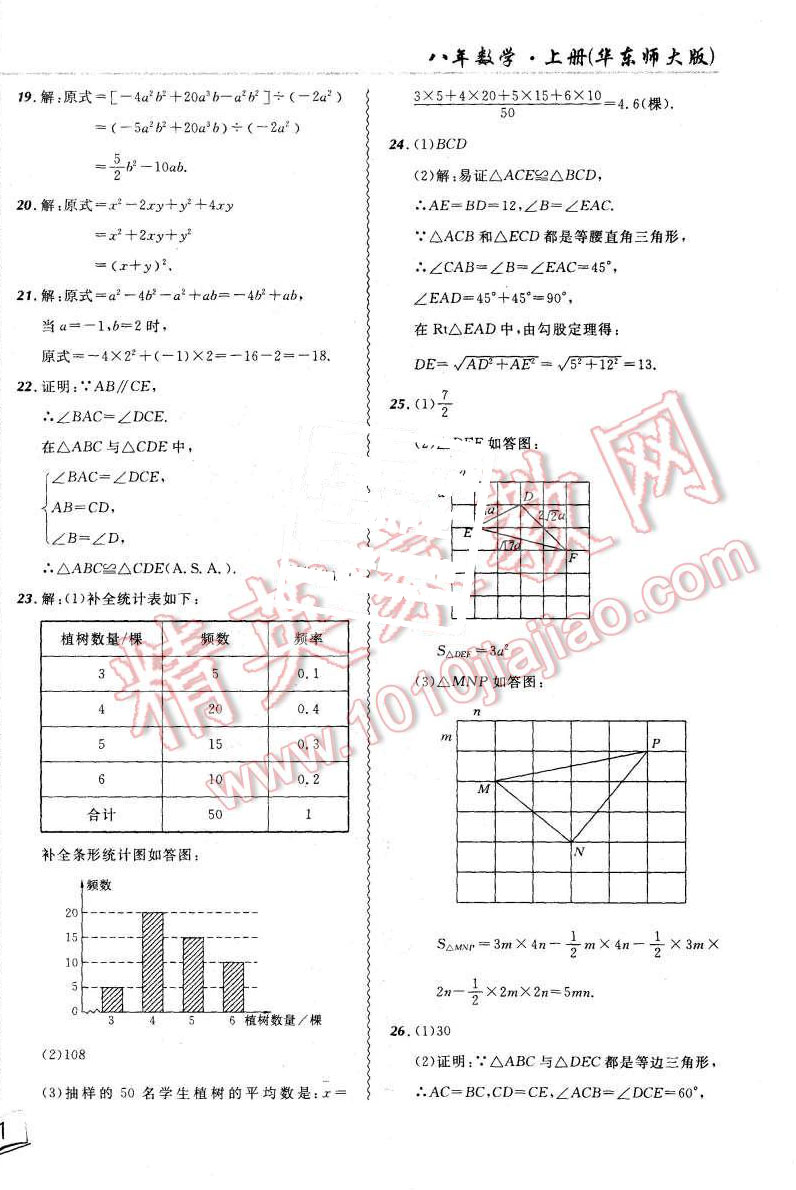 2015年北大綠卡課課大考卷八年級數(shù)學(xué)上冊華師大版 第22頁