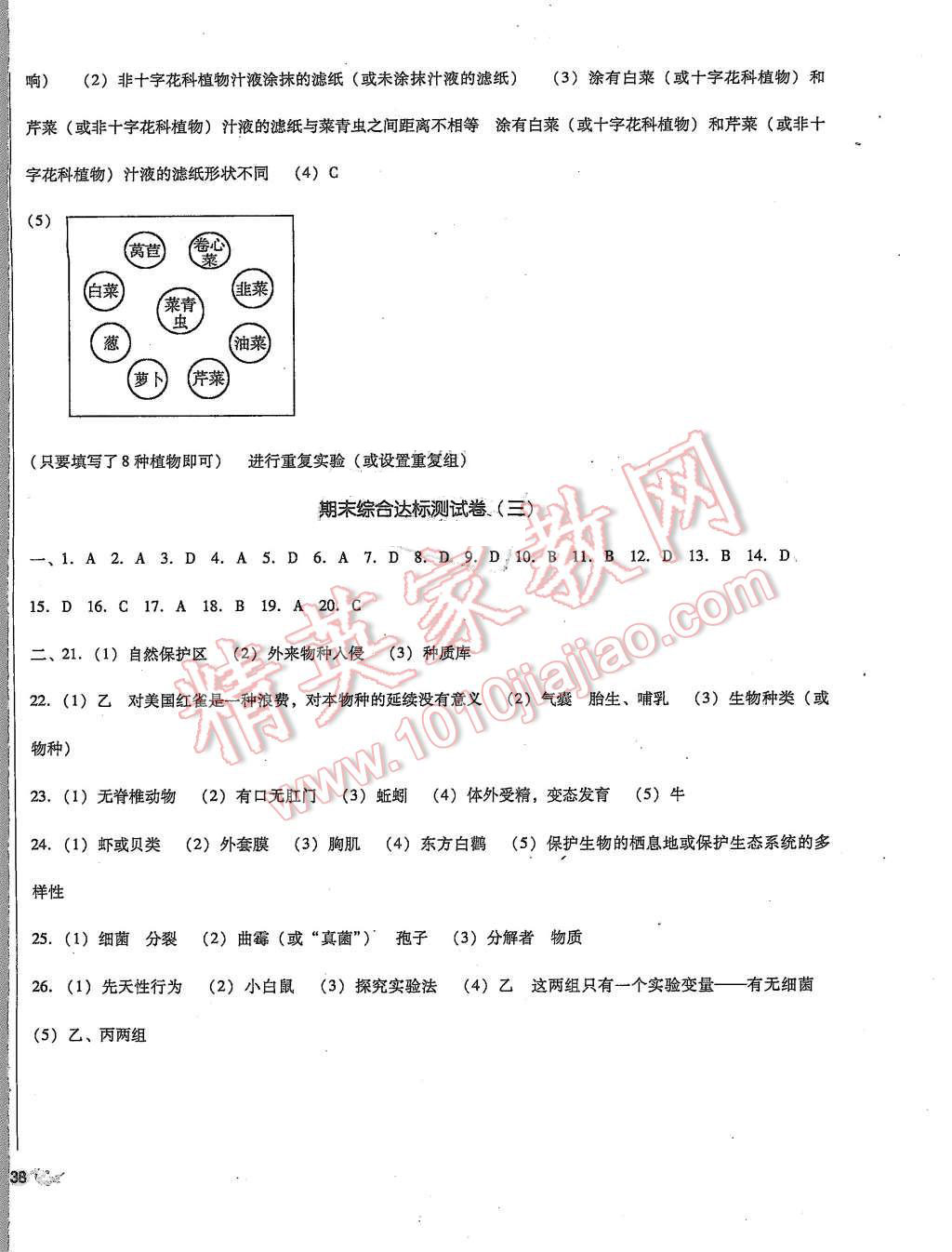 2015年單元加期末復(fù)習(xí)與測試八年級生物上冊人教版 第8頁