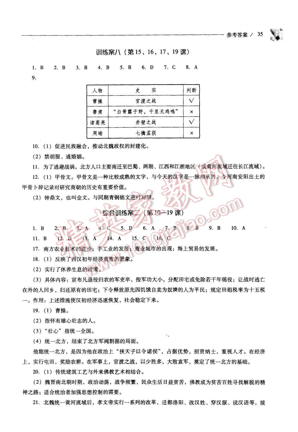 2015年新课程问题解决导学方案七年级中国历史上册华东师大版 第35页