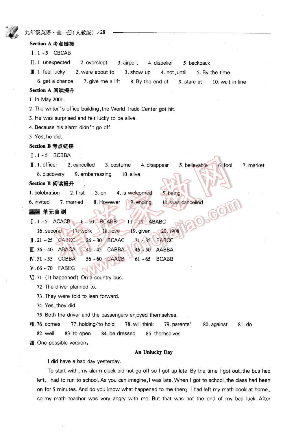 2015年新課程問(wèn)題解決導(dǎo)學(xué)方案九年級(jí)英語(yǔ)全一冊(cè)人教版 第28頁(yè)