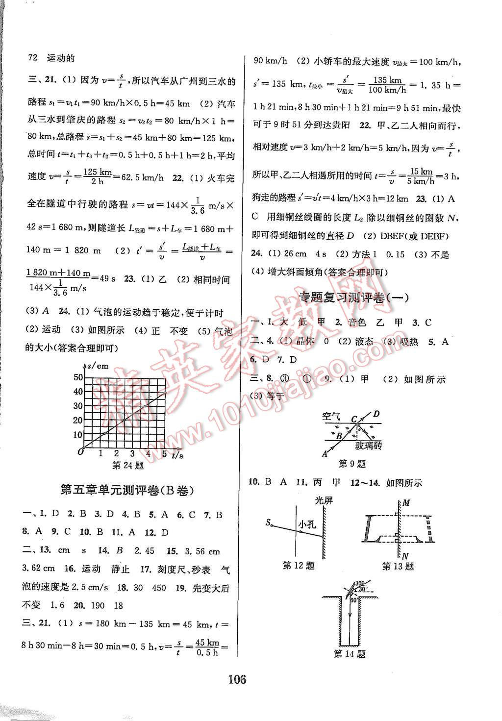 2015年通城学典初中全程测评卷八年级物理上册苏科版 第6页