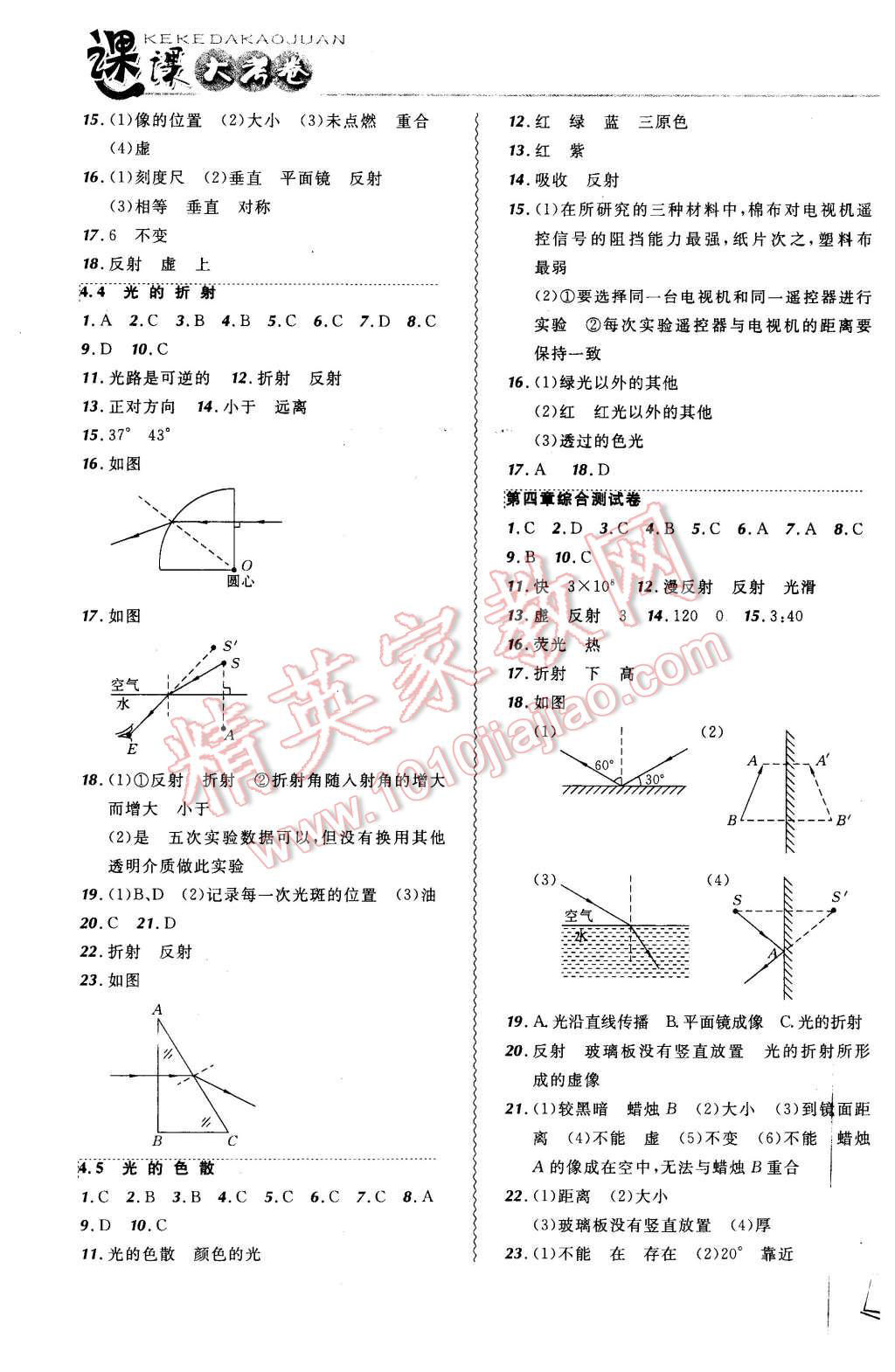 2015年北大绿卡课课大考卷八年级物理上册人教版 第7页