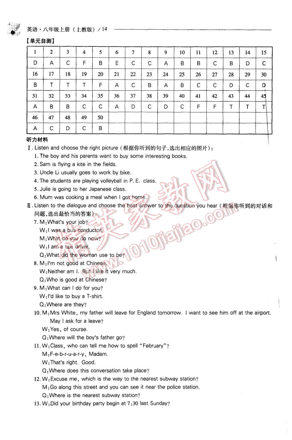 2015年新课程问题解决导学方案八年级英语上册上教版 第14页