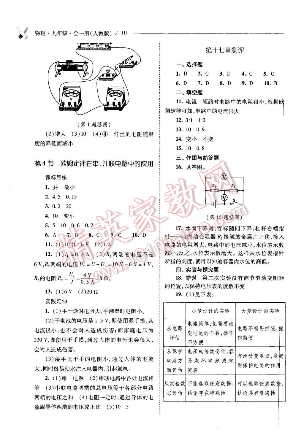 2015年新課程問題解決導(dǎo)學(xué)方案九年級(jí)物理全一冊(cè)人教版 第10頁