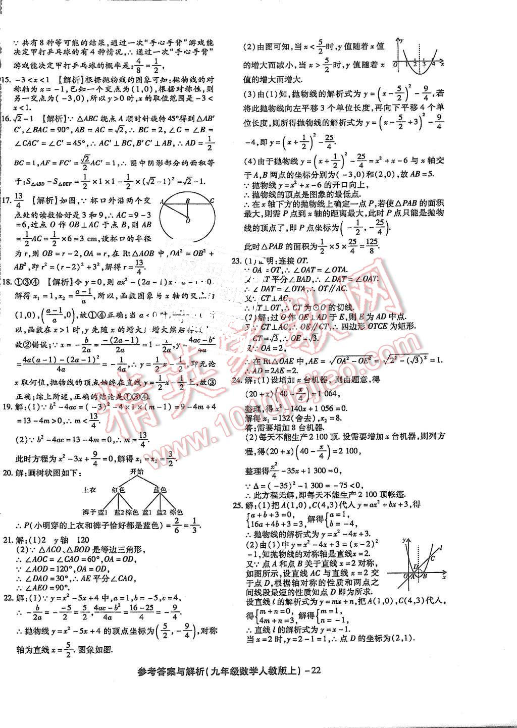 2015年练考通全优卷九年级数学上册人教版 第22页