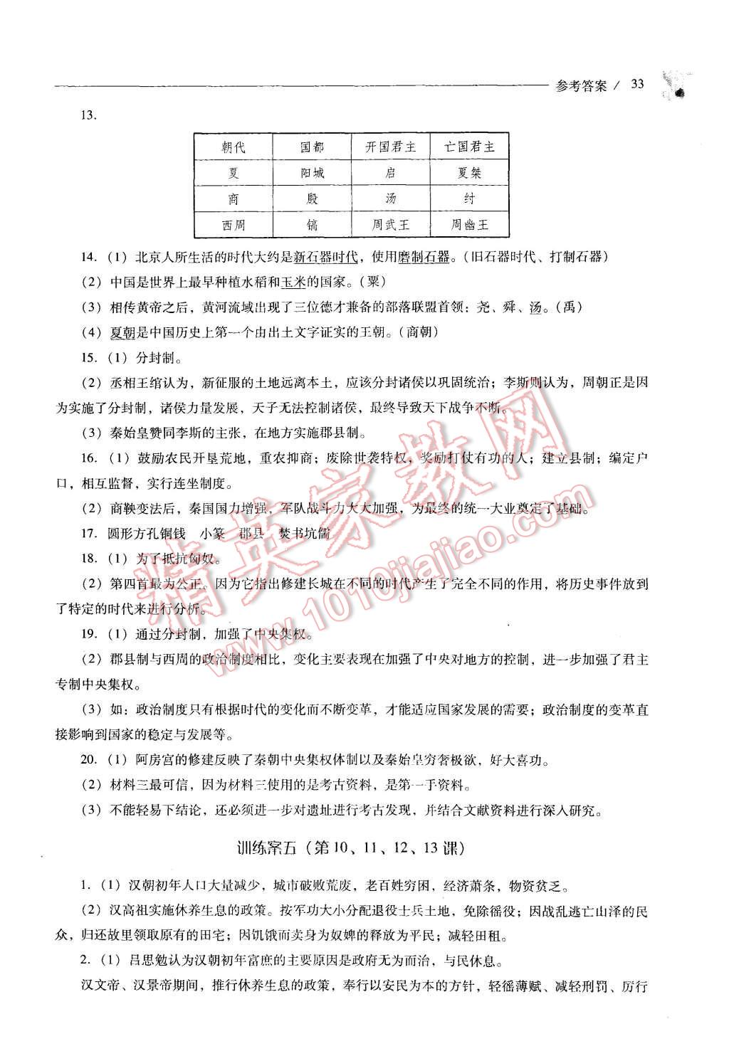 2015年新课程问题解决导学方案七年级中国历史上册华东师大版 第33页