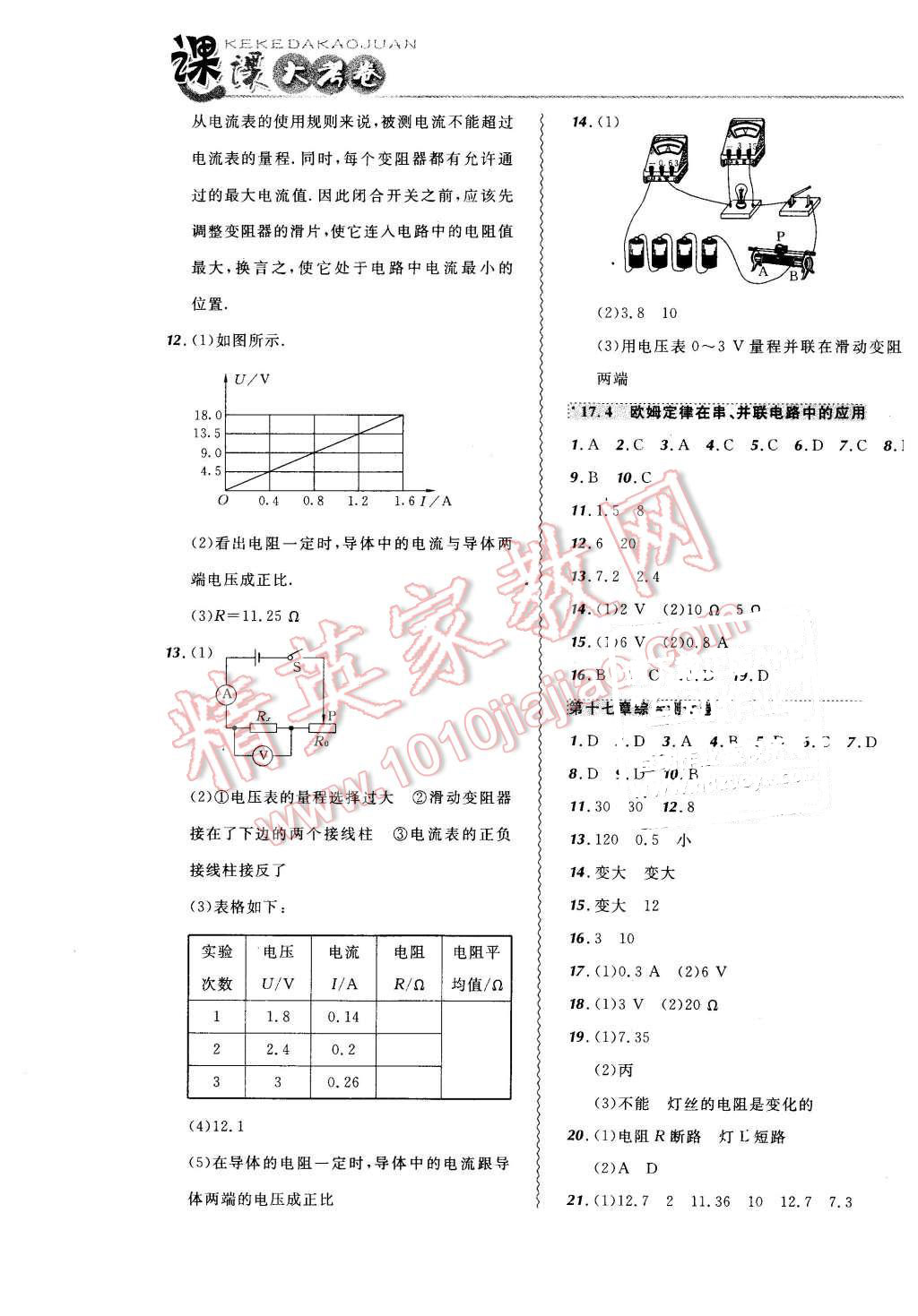 2015年北大綠卡課課大考卷九年級物理全一冊人教版 第9頁