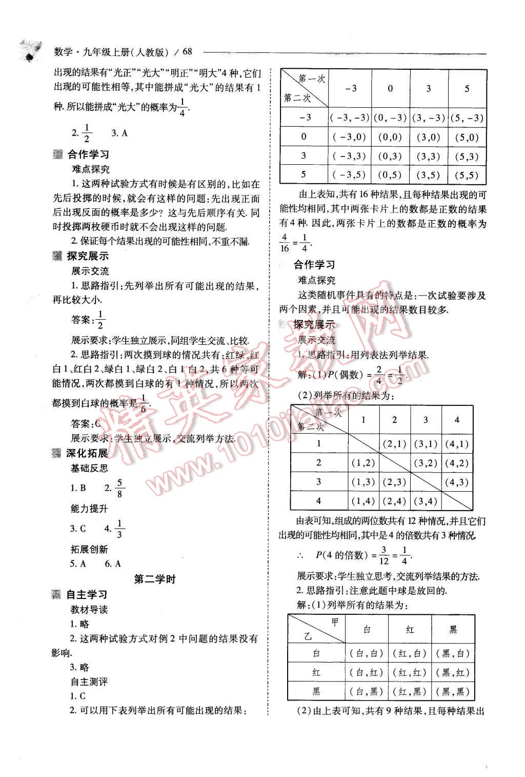 2015年新課程問(wèn)題解決導(dǎo)學(xué)方案九年級(jí)數(shù)學(xué)上冊(cè)人教版 第68頁(yè)