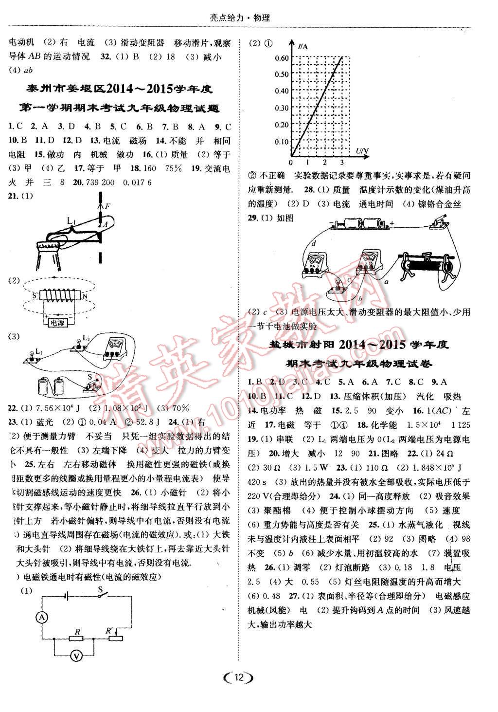 2015年亮點(diǎn)給力提優(yōu)課時(shí)作業(yè)本九年級(jí)物理上冊(cè)江蘇版 第12頁(yè)