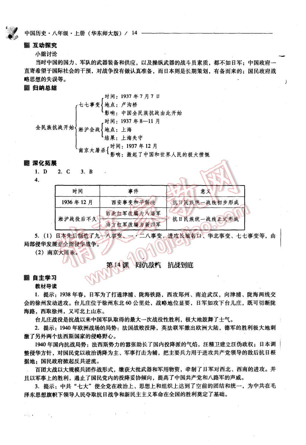 2015年新课程问题解决导学方案八年级中国历史上册华东师大版 第14页