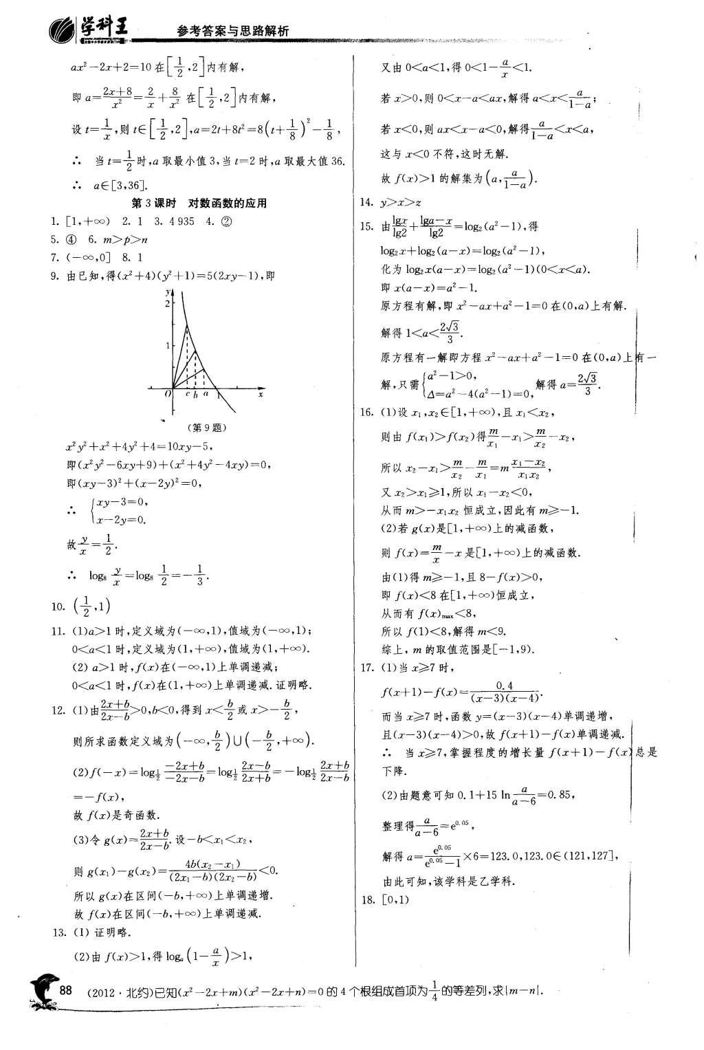 2015年實驗班全程提優(yōu)訓(xùn)練高中數(shù)學(xué)必修1蘇教版 參考答案第30頁