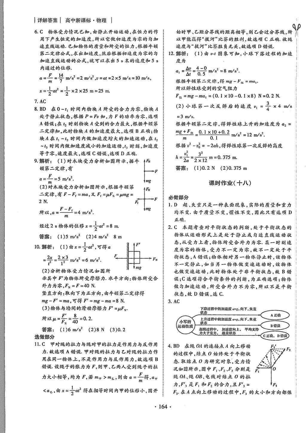 2015年金版新學(xué)案高中新課標(biāo)同步導(dǎo)學(xué)物理必修1人教版 課時(shí)作業(yè)參考答案第32頁(yè)