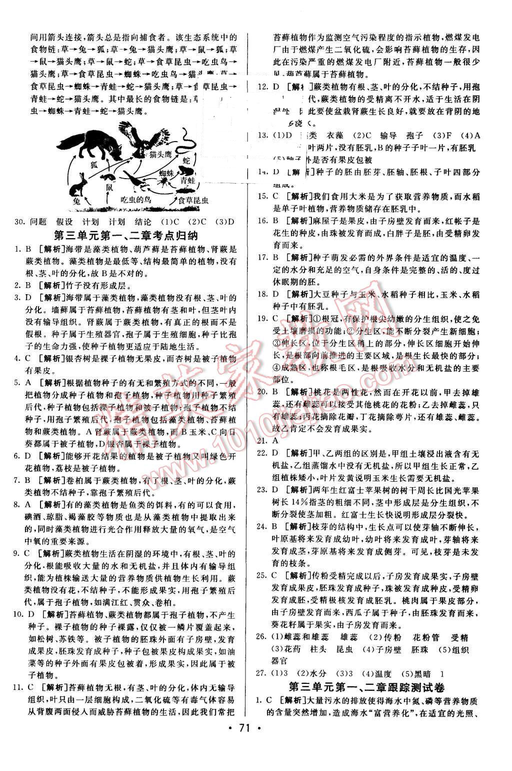 2015年期末考向標(biāo)海淀新編跟蹤突破測試卷七年級生物上冊人教版 第7頁