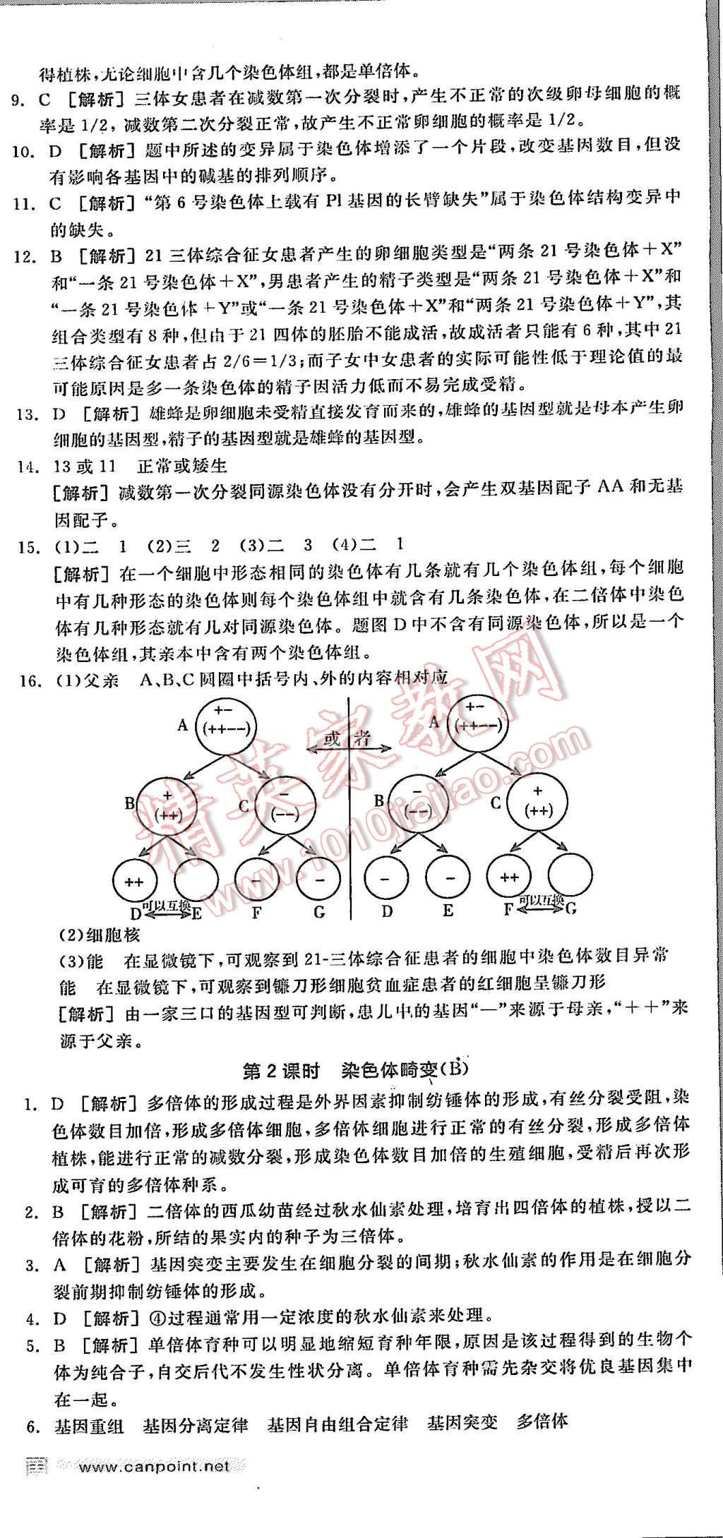 2015年全品學(xué)練考高中生物必修2浙科版 第43頁(yè)