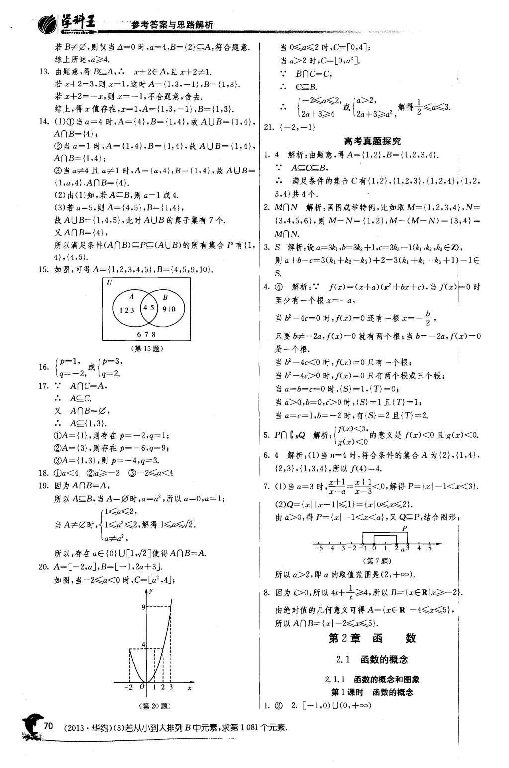 2015年實驗班全程提優(yōu)訓(xùn)練高中數(shù)學(xué)必修1蘇教版 參考答案第12頁