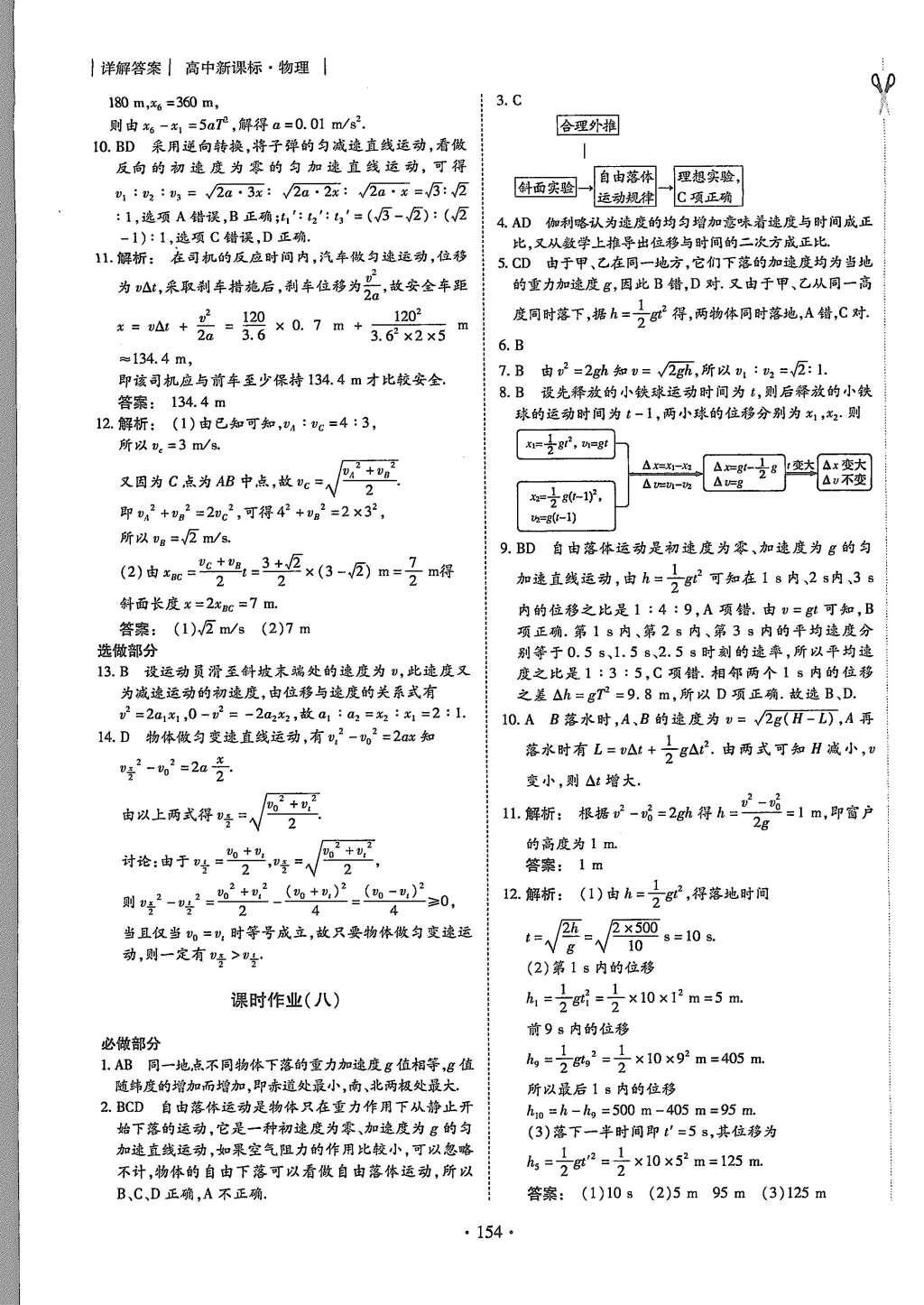 2015年金版新學(xué)案高中新課標(biāo)同步導(dǎo)學(xué)物理必修1人教版 課時(shí)作業(yè)參考答案第22頁(yè)